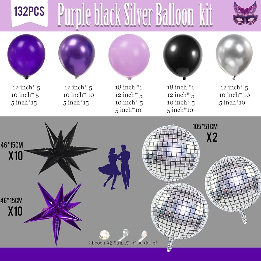 &TEAM D'PARTMENT DICON ハルア Amazon.com: yeewaka chrome purple silver disco balloon